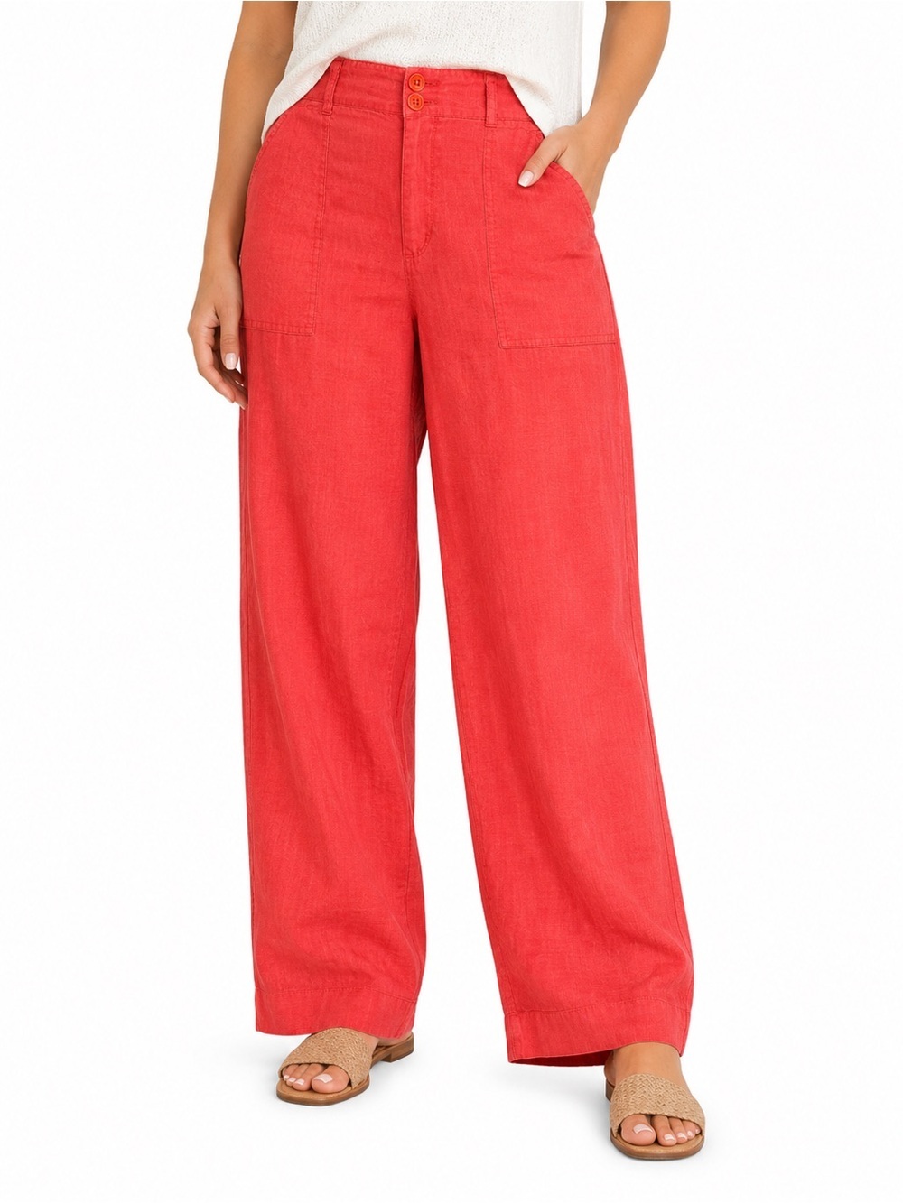 Lauren Ralph Lauren Women’s Size 8 Red Linen Blend Cropped Pants High Rise